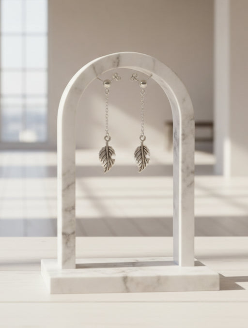 Leaf on Chain Stud Earrings
