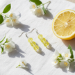 Lemon yellow crackle glass earrings