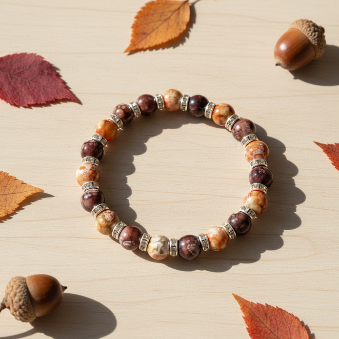 Orange & Brown Bracelet Bright Autumn Flat Lay