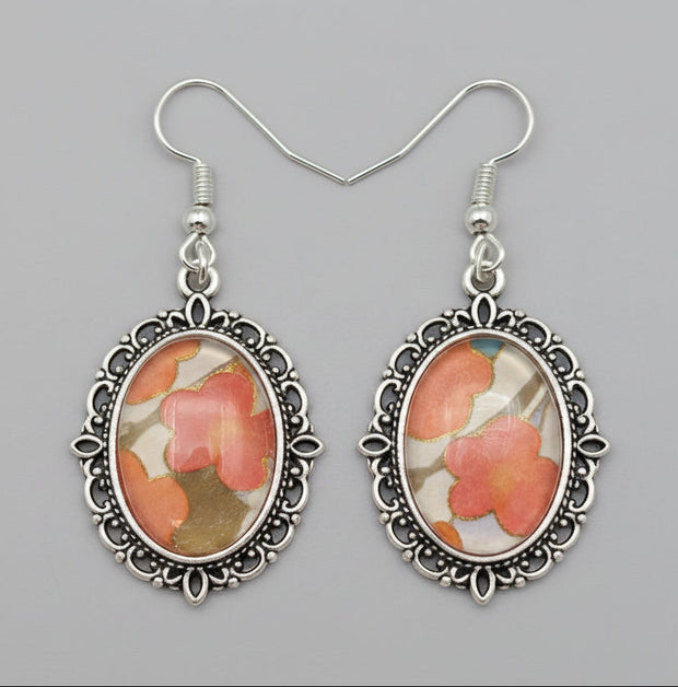 Orange Floral Earrings 