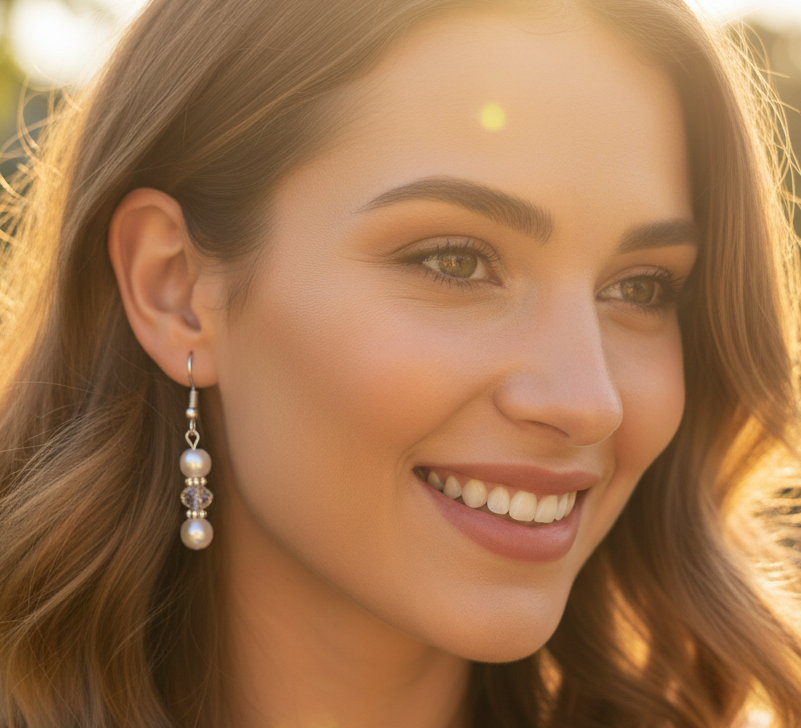 Pearl and crystal earrings