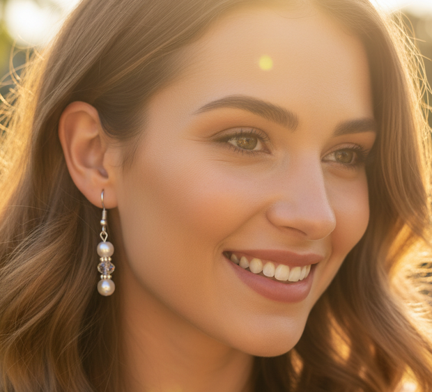 Pearl and crystal earrings