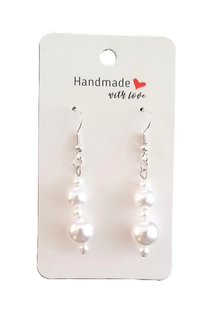 Pearl Coloured Pierced Drop Earrings