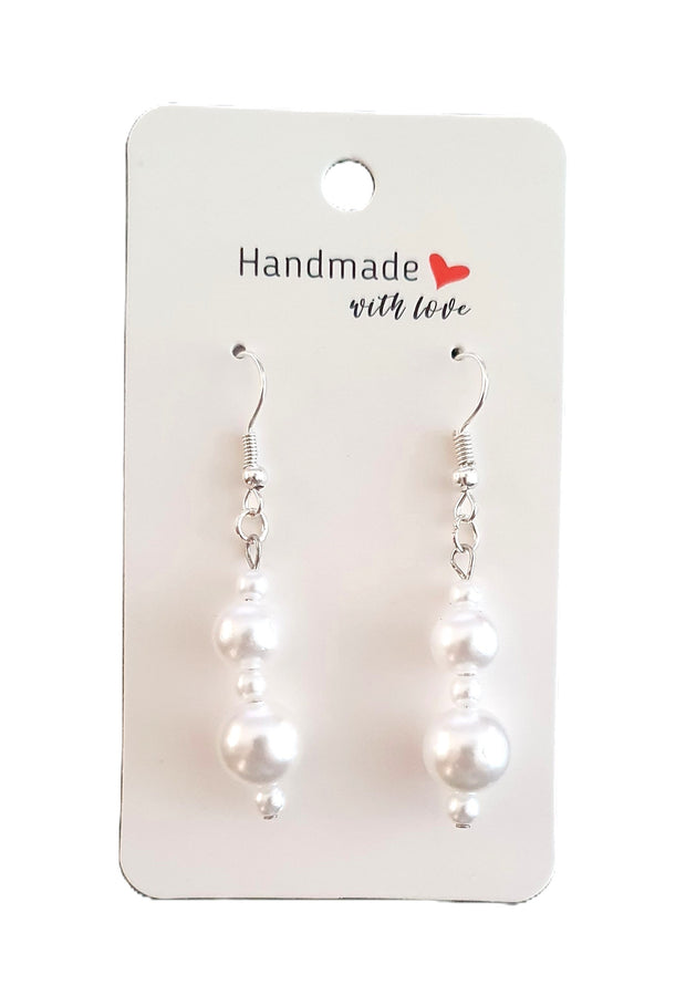 Pearl Coloured Pierced Drop Earrings