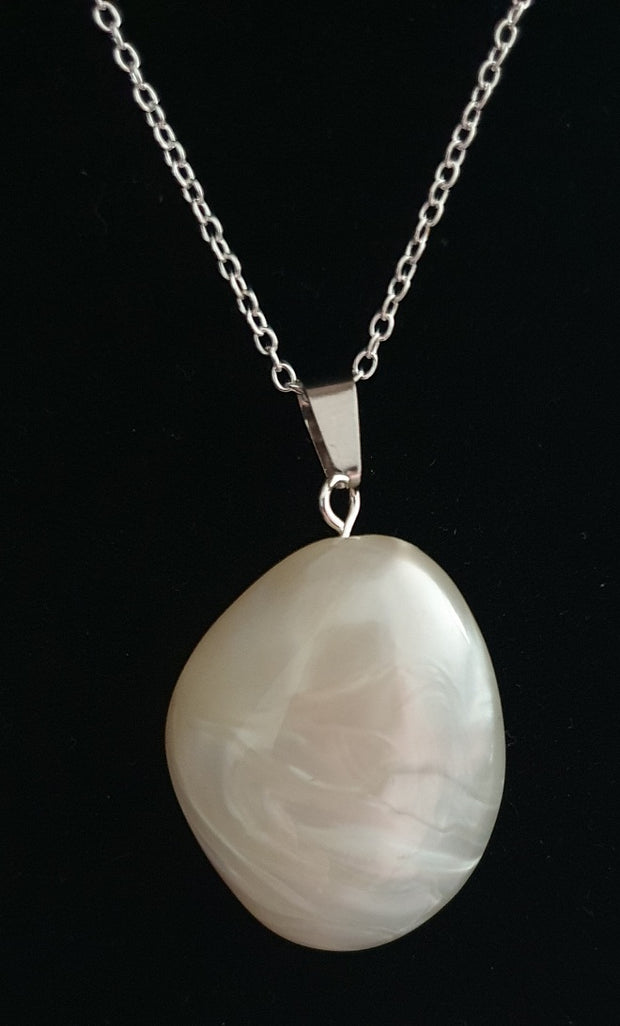 Handmade Creamy Pearl Necklace on Silver Plated Chain - Arts Crafts Shack