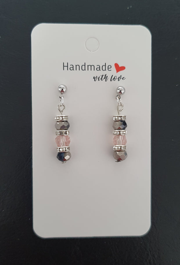 Pink Black Stud Earrings