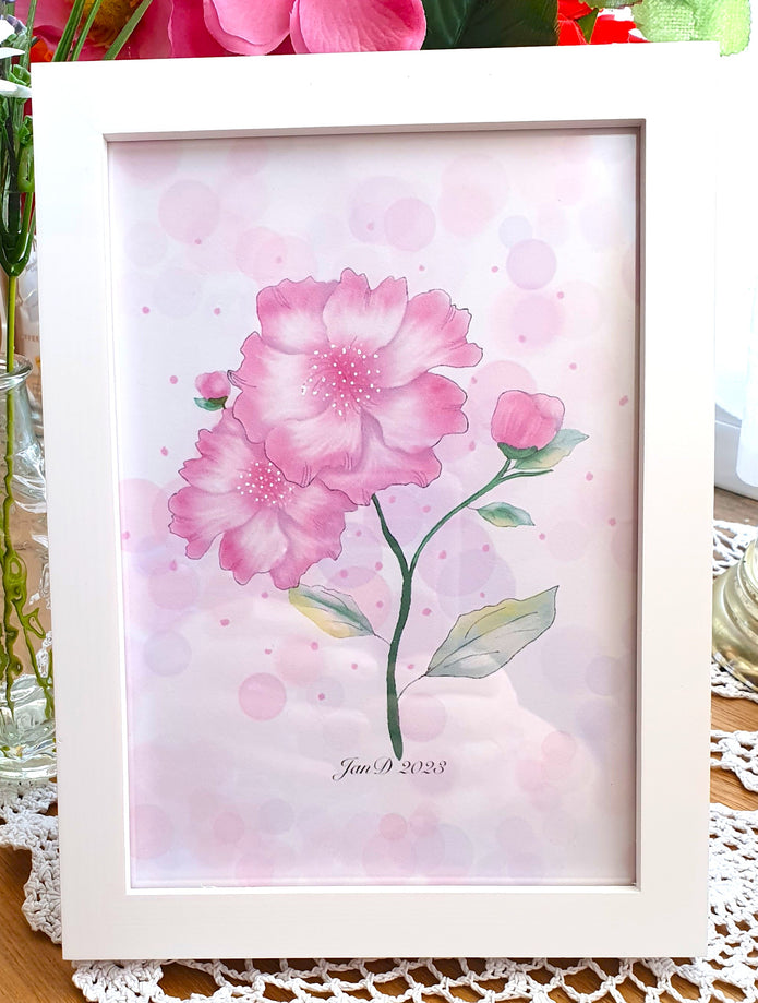 Pink Flowers Artwork Print A5