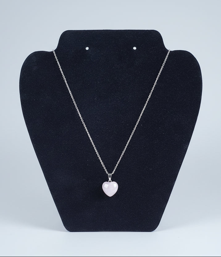 Pink Polished Heart Stone Necklace
