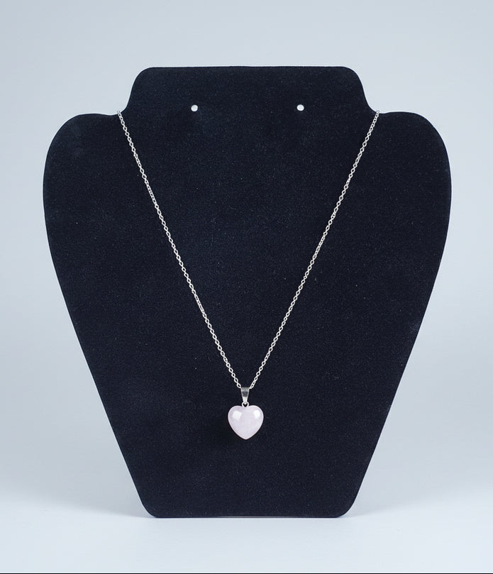 Pink Polished Heart Stone Necklace