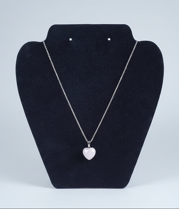 Pink Polished Heart Stone Necklace