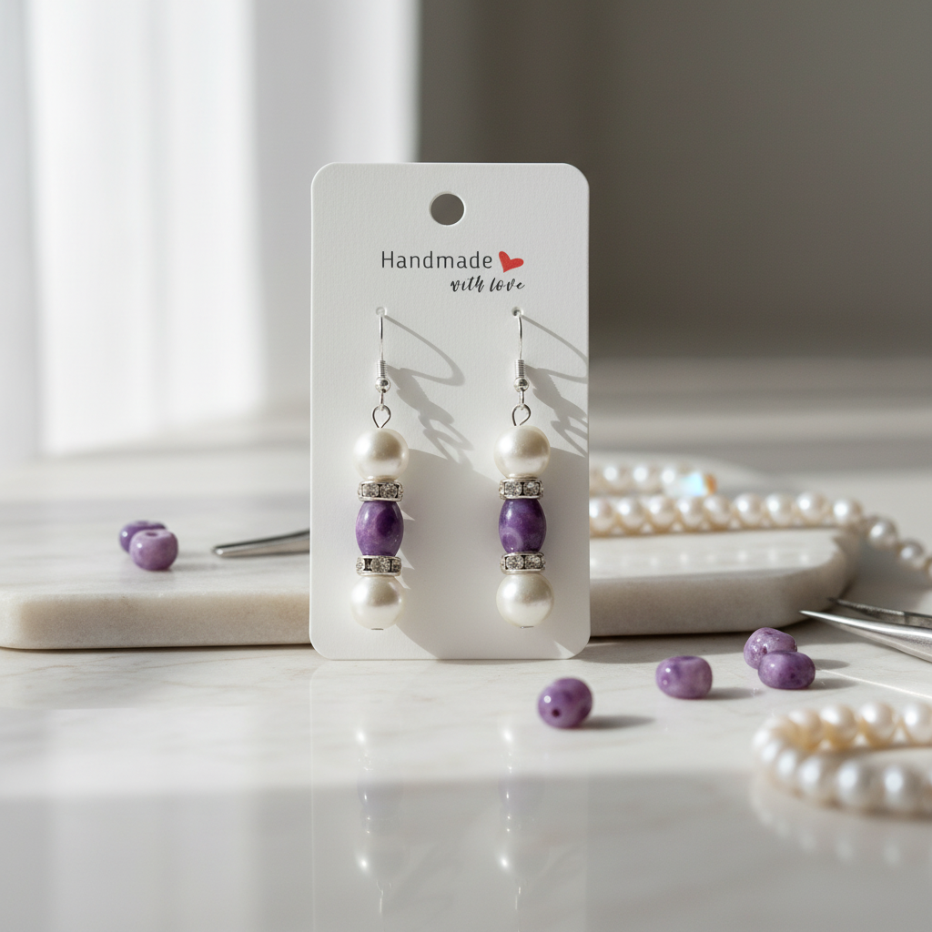 Purple and Pearl Earrings