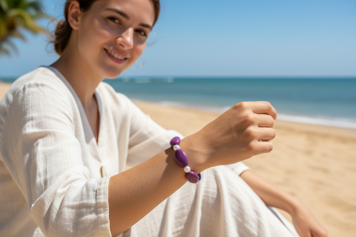 Purple Pearl Beaded Bracelet