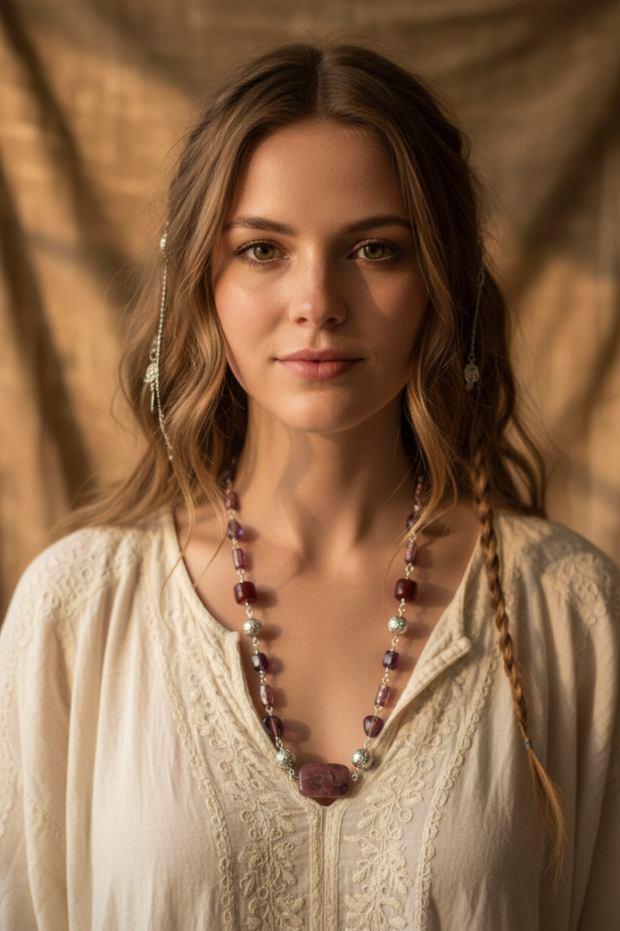 Purple & Red Beaded Necklace
