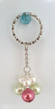 Red and Pale Green Beaded Keyring