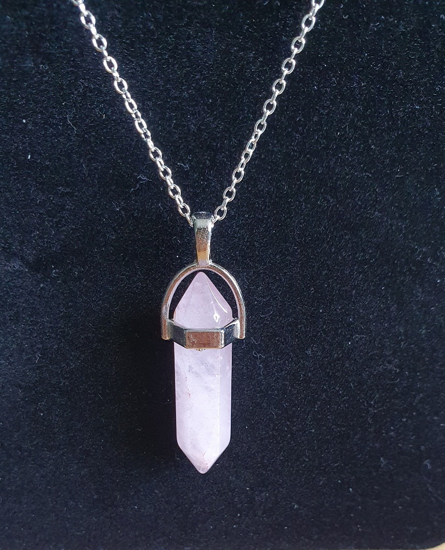 Rose Quartz Crystal Pendant Necklace