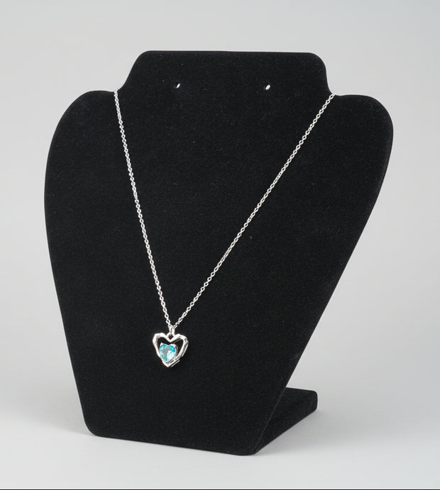 Silver Heart Blue Gemstone