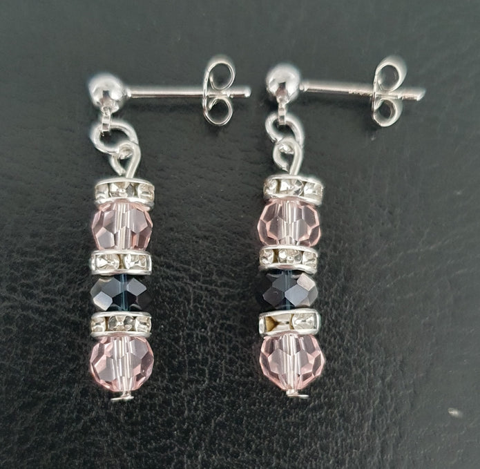 Pink Black Stud Earrings