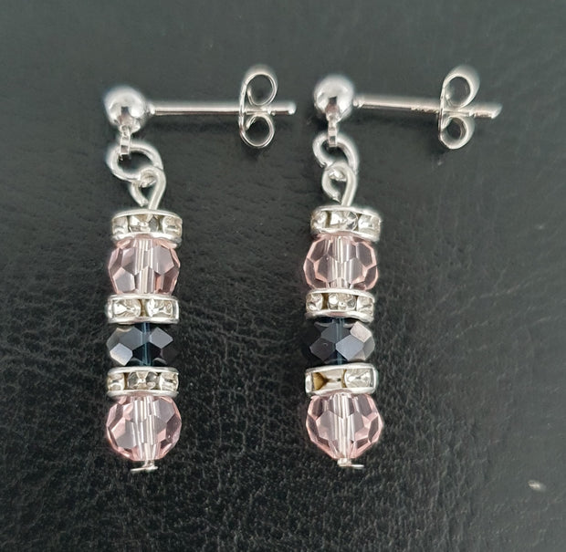 Pink Black Stud Earrings