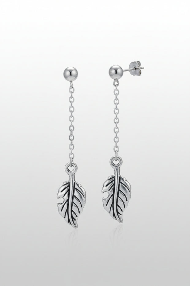 Silver Plated Leaf Stud Earrings