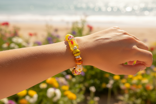 Sunshine Millefiori Bracelet on arm in sun