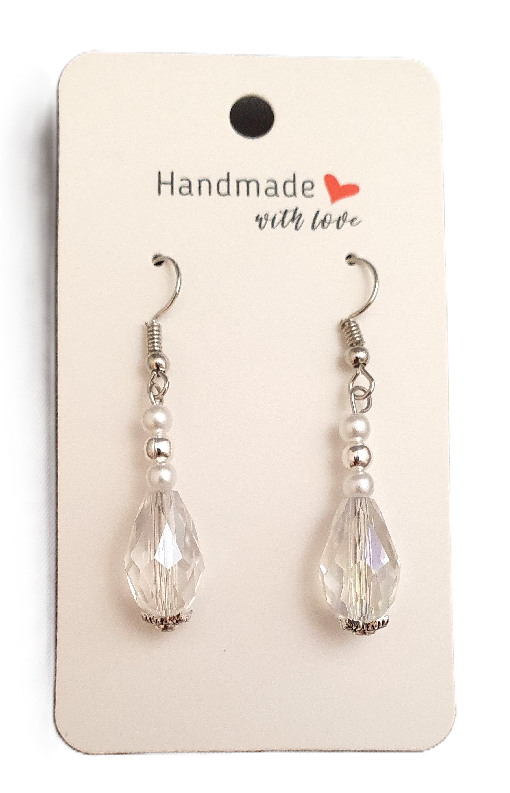 Teardrop Sparkly White Drop Earrings