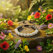 White crystal shamballa bracelet - garden setting