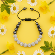 White crystal shamballa bracelet - sunny floral