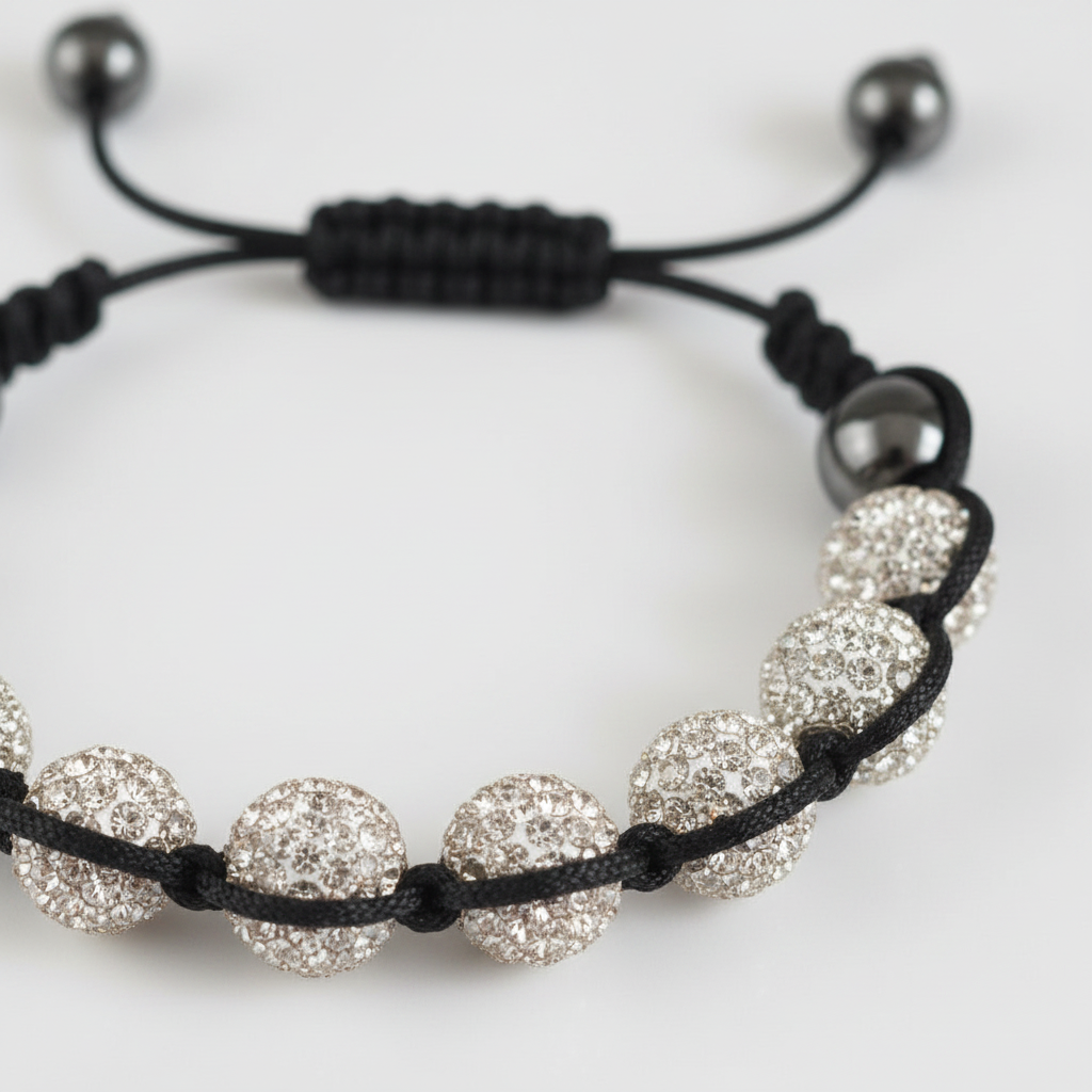 White Shambala Bracelet - Close Up