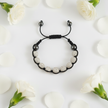 White Shambala Bracelet - With Flowers